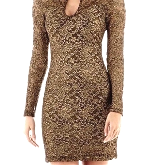 Bisou Bisou Gold & Black lace dress - Picture 2 of 8